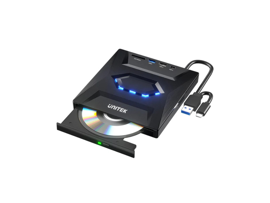 Unitek 5-in-1 External Optical CD Drive with USB Hub & SD Card Reader Unitek 5-in-1 External Optical CD Drive with USB Hub & SD Card Reader